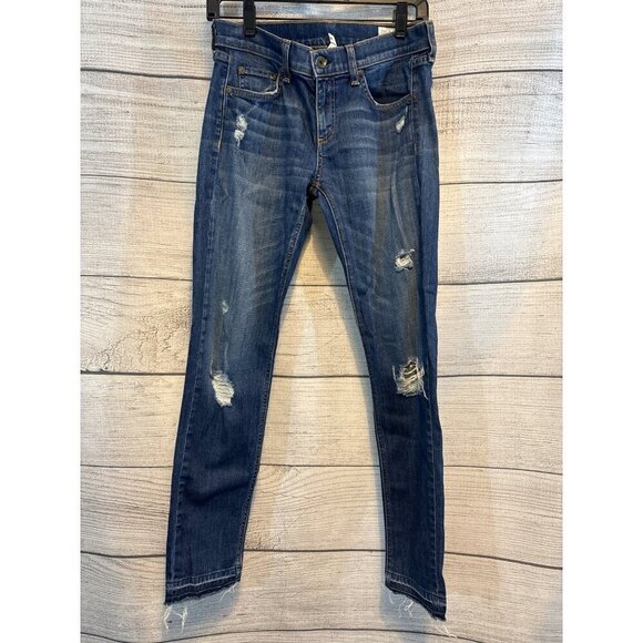 Rag & Bone Distressed Skinny Jeans Frayed Hem Size 26 - Picture 1 of 5